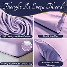 4pcs Bamboo Cooling Bedding - Extra Deep Pocket Breathable And Cooling - Suitable For Hot Sleepers And Sweats, Pillowcases, Flat Sheet And Fitted Sheet - A Perfect Gift For Family, Queen And King Sizes, Next Day Delivery - 橘色 - 查看 2