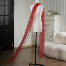 1 件黑色极简主义雪纺飘逸超长披肩，多穿时尚婚礼新娘披肩/披肩 - 黑色 - 查看 9