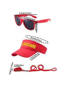 Bộ trang phục cứu hộ mùa hè 3/5 món, trang phục hóa trang kỳ nghỉ vui nhộn bao gồm mũ đi biển, kính thời trang màu đỏ, còi, túi đựng ván lướt sóng, trang phục đi nghỉ mát trên biển. Bộ trang phục cứu hộ mùa hè - 3/5 món: Mũ đỏ, kính thời trang, còi, băng đeo cổ tay và túi đựng ván lướt sóng, trang phục lướt sóng kỳ nghỉ, trang phục hóa trang dự tiệc. - Nhiều màu - Xem 10