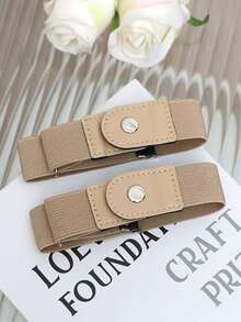 2pcs Unisex Elastic Waist Belt Without Buckle - Multicolor - View 5
