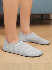 女士轻便透气舞蹈鞋，防滑赤足袜，适合普拉提、健身和居家穿着 - 灰色 - 查看 6