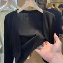 1pc Women's Lightweight Knit Cardigan, Thin Spring/Autumn Jacket, Hollow Out Sun Protection, Short Shawl, Suitable For Slip Dress, Air Conditioning Jacket,Beach,Holiday - Multicolor - View 5