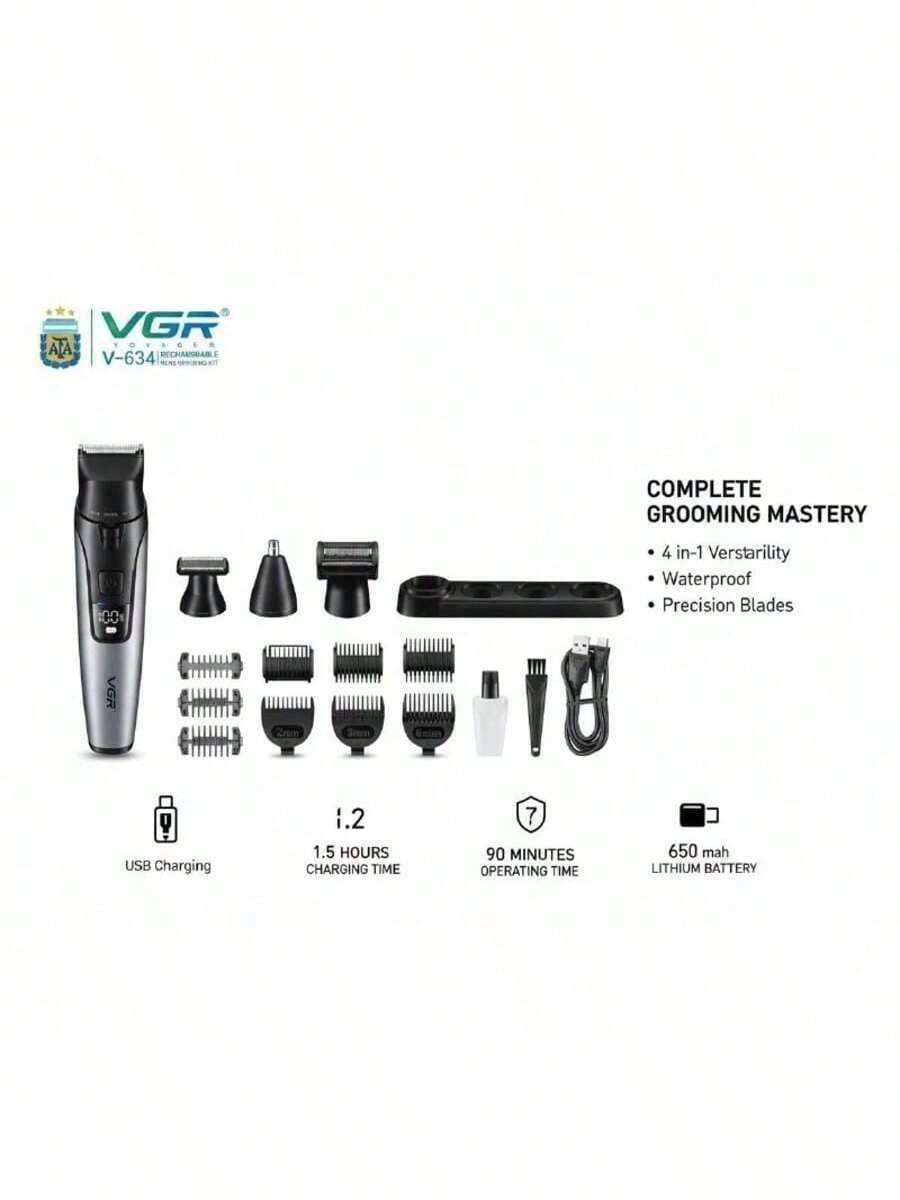 VGR 4 In 1 Hair Clipper Kit V-634 - Green - View 1