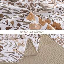 Quilt Set King Size 3 Pieces Brown Floral Quilt Sets Reversible Bedspreads Bedding Set Soft and Cozy Microfiber Lightweight Quilt Flower Plant Bed Coverlet Sets for All Season King 104"x90" - Marrón - Ver 8