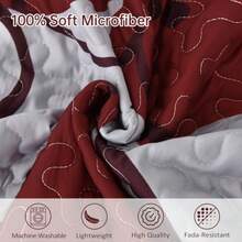 Floral Quilt Set Queen 3 Pieces Red Flower Quilt Coverlet Set with 2 Pillow Cases Lightweight Soft Microfiber Reversible Boho Bedspread for All Seasons 96"x90" - Rojo - Ver 6