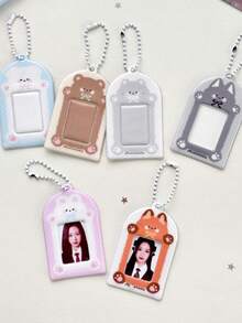 1 chiếc ví đựng thẻ hình động vật lượn sóng 1 inch, ví đựng thẻ ảnh ID, túi đựng đồ hình ngôi sao đuổi theo, mặt dây chuyền, nhãn dán đầu to, ví đựng thẻ nhỏ - Nhiều màu - Xem 4