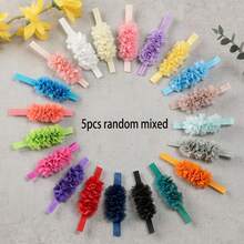 Set de accesorios para el cabello de diadema con flor de gasa para niñas, regalo de utilería para fotos de bebés - Multicolor - Ver 11
