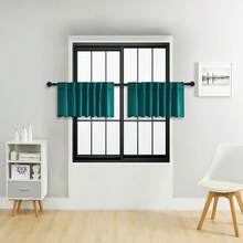 单片装或双片装可选尺寸/系带式窗帘/杆袋式窗帘/可使用夹子/遮光窗帘套装/纯色隔热遮光窗帘/适用于客厅、办公室、家庭、卧室，短款可用作厨房窗帘 - 薄荷藍 - 查看 32
