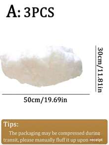 3件套人造云朵装饰，3D立体云朵装饰，适用于婚礼背景、舞台/派对背景、家居装饰、房间、客厅、卧室、天花板装饰，可用作背景、婚礼/生日/展览装饰、家居装饰、墙面装饰，也是毕业季的绝佳礼物 - 白色 - 查看 12