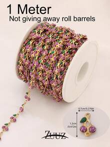 1米不锈钢可爱珐琅樱桃甜美链条，适用于DIY珠宝，女士女孩项链手链配件耳环制作 - 鏈條 - 查看 14