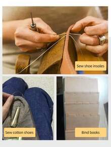 DIY Leather Repair Sewing Awl Set With Threading Function Copper Handle Awl, Paired With Nylon Thread And Thick Shoe Thread, Suitable For Shoe Repair, Leather Goods Refurbishment, Canvas Handmade And Home Decor DIY Projects, Essential For Leather Craft Enthusiasts And Home Repair - Shoe Repair Awl Set - View 8