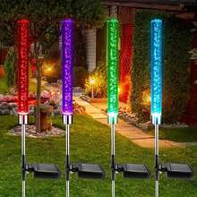 Solar Powered Bubble Cylinder LED Reed Lamp, Wind-Powered, Suitable For Garden, Community, Yard Decor Lighting, Gift - Multicolor - View 7