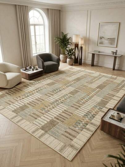 Thảm trang trí nhà cửa kiểu cổ điển, họa tiết sọc kẻ caro bất đối xứng, chất liệu giả len, thích hợp cho phòng tắm, nhà bếp, lối vào, hành lang, đầu giường, phòng khách, phòng ngủ, có thể giặt máy, dùng để trang trí nhà cửa.