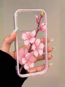 1 chiếc ốp lưng điện thoại hai lớp màu hồng nhiều màu sắc hình cành hoa anh đào dễ thương, phù hợp với 17 16 15 14 13 12 11 Pro Max Plus, ốp bảo vệ bằng acrylic họa tiết hoa. - Hồng - Xem 1
