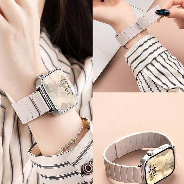 磁吸式表带，硅胶表带，18mm/20mm/22mm 智能手表表带，快拆腕带，可调节磁扣，男女通用，兼容 Galaxy Gear S2/S3/GT2/Fenix 5S Plus - 星光配橙 - 查看 4