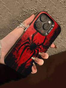 1 chiếc ốp lưng điện thoại chống rơi IMD màu bạc, họa tiết nhện đỏ đậm, phủ toàn màn hình, tương thích với iPhone 17 16 15 14 13 12 11 của Promax. - Nhiều màu - Xem 2