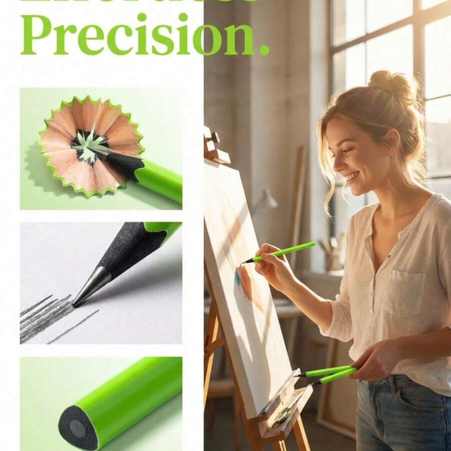 5/10/20支装三角绿杆黑木HB铅笔，经久耐用，适用于素描、绘画、学生书写练习、办公标记 - 三角桿HB鉛筆5支 - 查看 1