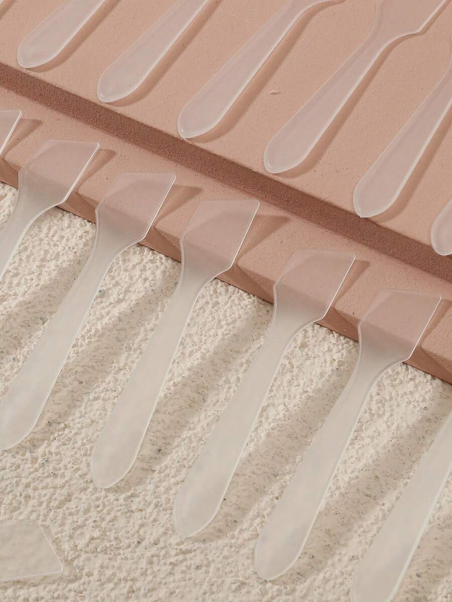 20/40//100 Pcs Mini Cosmetic Spatulas Cream Makeup Mask Spoons Cosmetic Spoons, DIY Makeup Tool Paste Stick Beauty Tool Set, DIY Facial Paste Stick Mixing Spatula Spoon Makeup Tool Travel Essentials Travel School Supplies Holiday Camping Holiday Essentials Vacation Accessories Women's Perfume Men's Perfume Beach Perfume Bottle - Clear - View 1