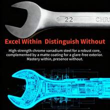 8-10-12mm Industrial Matte Finish Ribbed Open-End Wrench, Fixed Wrench, Pearl Nickel-Chromium-Vanadium Steel Spline Wrench, Reversible Wrench Set - 8-10-12 Three-piece Set - View 4