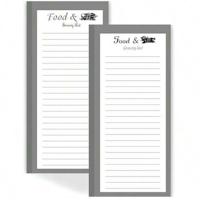 Utron 2 Pack Magnetic Notepads For Refrigerator, 100 Pages/Book Grocery List Magnet Pad For Fridge, Design Magnetic Grocery List Pad For Fridge, Grocery List Notepad, To-Do Memos, List(8 X 20.3cm)