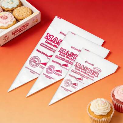 200 Túi nhựa trong suốt, dày dặn, chất lượng cao – Túi nén hình tam giác, thích hợp để trang trí bánh kem, bánh quy và kem – Đặc biệt lý tưởng cho việc nướng và trang trí bánh. Được thiết kế để bền chắc và trong suốt. Phụ kiện làm bánh, dụng cụ làm bánh, đồ dùng nhà bếp, vật tư nhà bếp, phụ kiện nhà bếp.