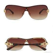 2026欧美风大框时尚眼镜，金属个性化未来主义时尚眼镜 - 2pc(雙茶和雙灰) - 查看 5