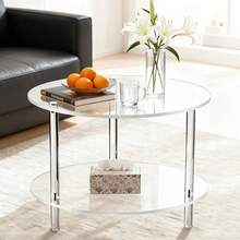 1 Bộ Bàn Phụ Bằng Acrylic Trong Suốt, Bàn Trà Tròn Có Thể Tháo Rời, Thích Hợp Cho Phòng Khách, Phòng Ngủ, Phòng Tắm, Hành Lang. - Trong suốt - Xem 3