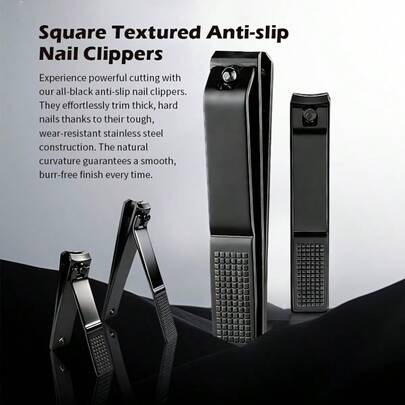 High Quality Stainless Steel Nail Clippers - Featuring Wide Flat Tip And Compact Curved Tip Design, Anti-Rust, Suitable For Hard Nails, Applicable For Home And Nail Salons