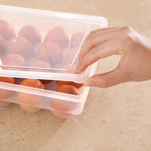 Contenedor de almacenamiento de huevos apilable de 20 rejillas con tapa, bandeja vertical para huevos de refrigerador, caja organizadora de conservación de alimentos de cocina - Ver 3