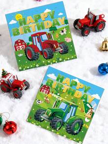 48 khăn ăn dùng một lần in hình máy kéo xanh nông trại 13"x13", thích hợp cho tiệc sinh nhật, lễ kỷ niệm chủ đề nông trại và sử dụng hàng ngày - Nhiều màu - Xem 3
