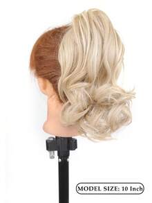 10 Inch Clip-In Short Curly Wavy Synthetic Hair Extension Ponytail, Elegant Style, Suitable For Women's Daily Wear And Party - Multicolor - View 6
