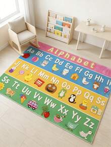 Alfombra educativa con alfabeto de dibujos animados, alfombra de juego linda, alfombra decorativa, decoración de dormitorio, alfombra pequeña, alfombra, decoración del hogar, alfombra para exteriores, alfombra lavable, regalo de graduación, regalo del Día de la Madre - Multicolor - Ver 3