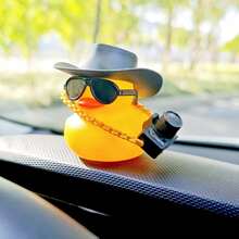 1pc Yellow Decorative Rubber Duck Car Dashboard Decor, Perfect Car Gift For Friends, Cute And Fun Little Yellow Duck - Yellow - View 7