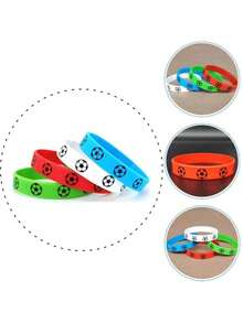 1/5pcs Football Themed Commemorative Sports Rubber Bracelet, Football Fan World Cup Team Group Silicone Wristband, Birthday Small Gift - Multicolor - View 4
