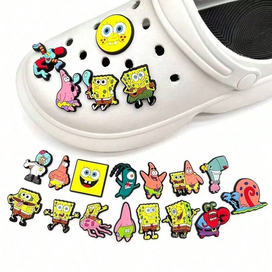 SpongeBob SquarePants 10 pezzi/set decorazione per festa di compleanno, inclusi charm in gomma morbida per scarpe. Caratterizzati da personaggi come Sandy, Patrick e Gary. Adatto per compleanni, regali per vacanze, riempitivi per buste regalo, omaggi per feste, regali, regali per la festa della mamma, regali per la stagione dei matrimoni e regali di Natale (stili assortiti casualmente)
