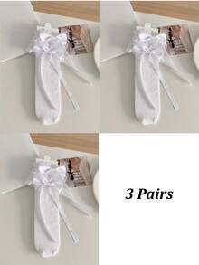 1/3 双春夏薄款过膝袜，芭蕾舞鞋款中筒袜，洛丽塔蝴蝶结袜，网眼镂空无跟长袜，蕾丝边直筒袜，心形图案袜 - 彩色 - 查看 20