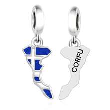 HuooNew 1pc 925 Sterling Silver CORFU Map Pendant, Commemorative Gift - Silver - View 6