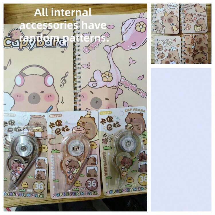 1 Set Water Vole Themed Stationery Gift Set, Including Notebook, Ballpoint Pen, Paper Clips And Other Accessories - Cute Learning Essential Gift Pack, Suitable For Students And Animal Lovers (Random Style) (Keychain Style Random) - Multicolor - View 11