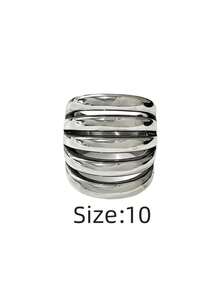 1 chiếc nhẫn thép không gỉ mạ vàng 18K kiểu dáng tối giản thanh lịch 5 đường kẻ, bền, chống nước và chống phai màu, phù hợp để đeo hàng ngày, đi du lịch và đi biển. - Nhẫn nữ năm đường kẻ - Xem 21