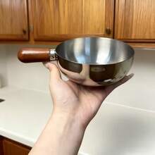 1pc Stainless Steel Pot With Heat-Resistant Wooden Handle, Non-Stick Design, Even Heat Distribution, Good Heat Conduction, Suitable For Induction Cooktop And Open Flame, Non-Slip Bottom, Versatile For Dorm, Office, Small Kitchen, Pasta Pot - View 5
