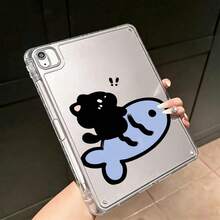 1pc Cute Black Cat And Big Fish Pattern Transparent TPU/Full Edge/Anti-Fall Protection/High Definition High Transparency/Silicone Soft Case/Transparent Shell/Protective Case/Compatible With  2025 11-Inch  (Air1/2/3/4/5/6/7)/(7/8/9/10th/11th Generation)/ 11 1A16(2025)2017/2018 9.7inch  Pro 2024(11inch/13inch), Air 2024 11inch 2020/2021/2022 10.9 Inch 2019/2020/2021 10.2-Inch  Pro 10.5Inch With Pen Slot, Scratch-Resistant Ultra-Thin Tablet Case - 無色 - 查看 1