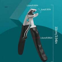Professional Thick Stainless Steel Nail Clipper With Embedded Toenail Trimmer, Curved Blade, Anti-Splash, Wide Opening Manicure Tool - B-Black - View 3