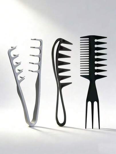 1/2/4/10件装全新多功能蓬松宽齿梳 - 蓬松质感，男士适用，ABS塑料材质，纹理手柄，适合所有发质，居家、返校、旅行及度假的理想之选