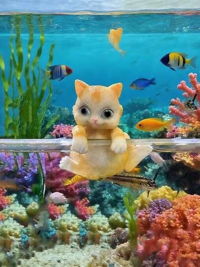 Tượng mèo cam treo trang trí bể cá, phụ kiện bể cá chống thấm nước - Dành cho thú cưng. Tượng mèo nổi và vật trang trí bể cá chính hãng được thiết kế bởi những người đam mê. Trang trí bể cá đặc biệt.