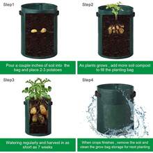 Bộ 4 túi trồng rau củ quả dung tích 10 gallon, có nắp và tay cầm, thích hợp trồng cà chua, trái cây, cà rốt, hành tây, khoai tây, dâu tây và các loại rau khác. Túi trồng có nắp (màu xanh lá cây) - màu xanh lá - Xem 5