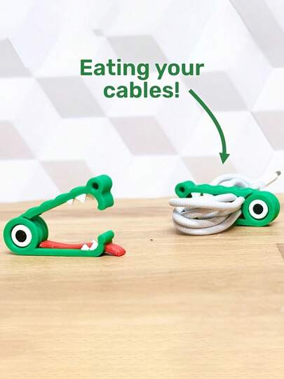 可爱鳄鱼造型理线器，数据线绕线器，迷你鳄鱼夹式耳机线、USB充电线收纳工具，便携式理线器，适合旅行和办公使用，趣味科技配件，学生和上班族必备，易于收纳携带，旅行必备工具，理线夹