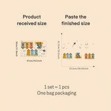 Hình dán cửa sổ và dán tường tự dính chủ đề Ngôi nhà mùa hè với chim mòng biển, diều hâu, mây, tạo bầu không khí tự do và dễ chịu, thích hợp cho phòng khách, phòng ngủ, trường học, văn phòng và phòng tắm. - A - Xem 7