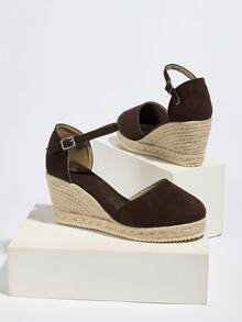 2023 Spring/Summer New Fashion Thick Bottom Woven Wedge Sandals For Women - Brown - View 5