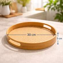 Round Bamboo Tray With Handles | Serving Breakfast, Fruits And Desserts | Elegant Design | Room Decor - 竹子 - 查看 11