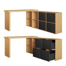 Home Office Desks - Black + Oak + MDF - View 10